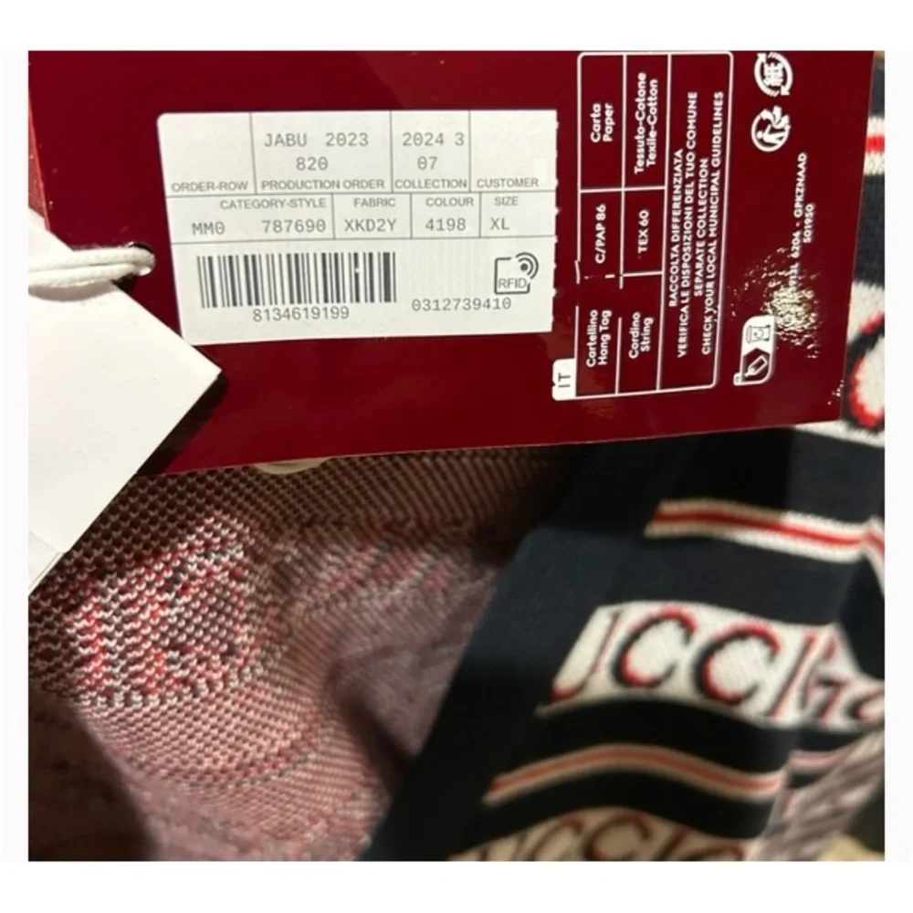 Gucci logo, cotton jacquard cardigan in ink, red and white size XL